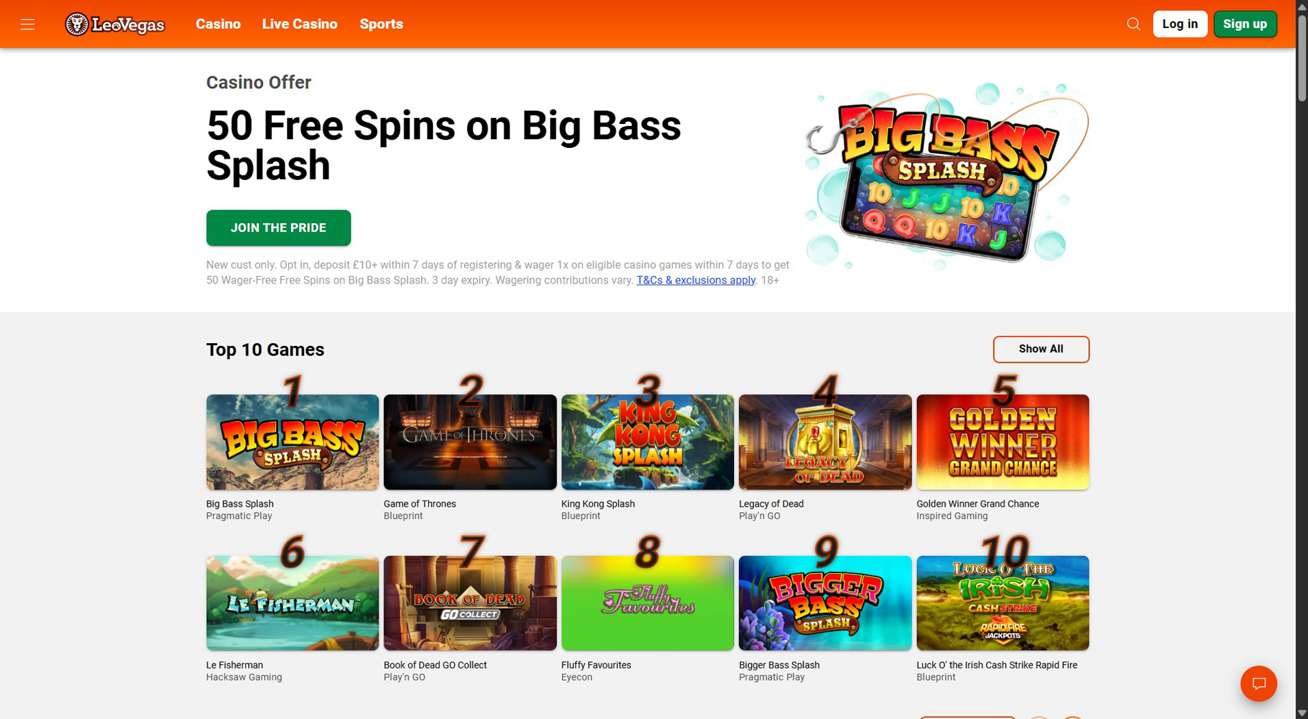 9. LeoVegas- Facile configurazione del casinò online