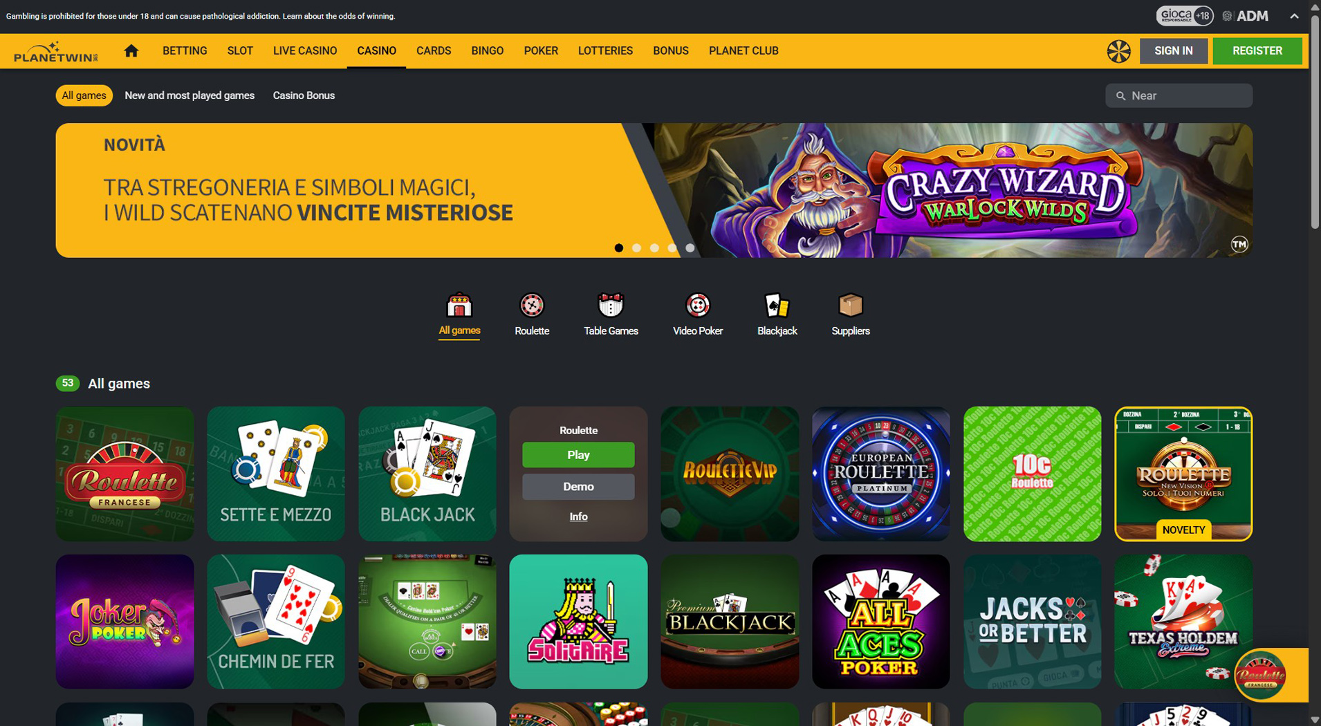 3. Planetwin365- Forte valore del casinò online